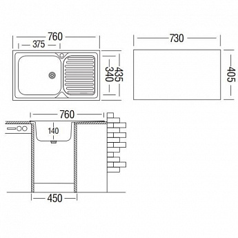 картинка Кухонная мойка Ukinox CLM 760 GT (0,5) L сатин 